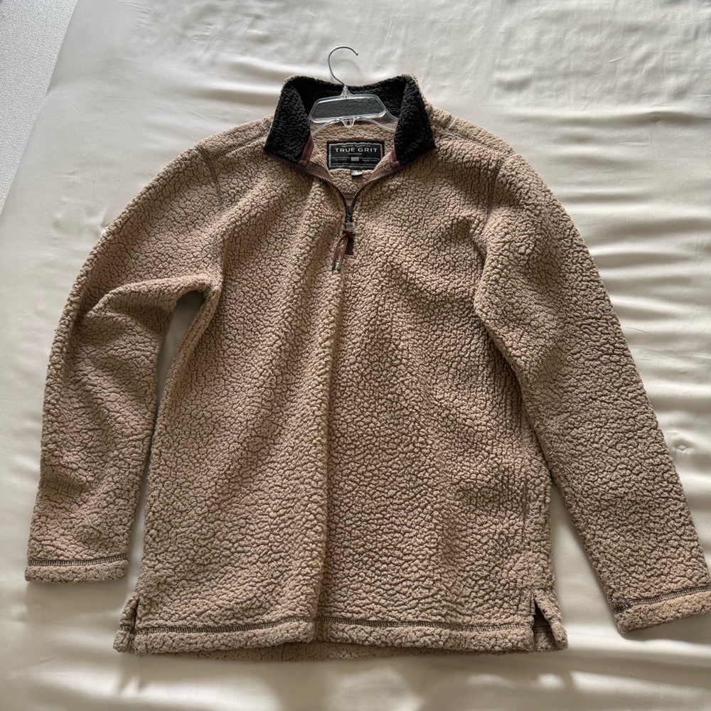 True Grit Tan Fleece Pullover Quarter-Zip